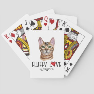 Cat Fluffy Love Kitty Meow Portrait Playing Cards