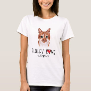 Cat Fluffy Love Kitty Meow Portrait T-Shirt