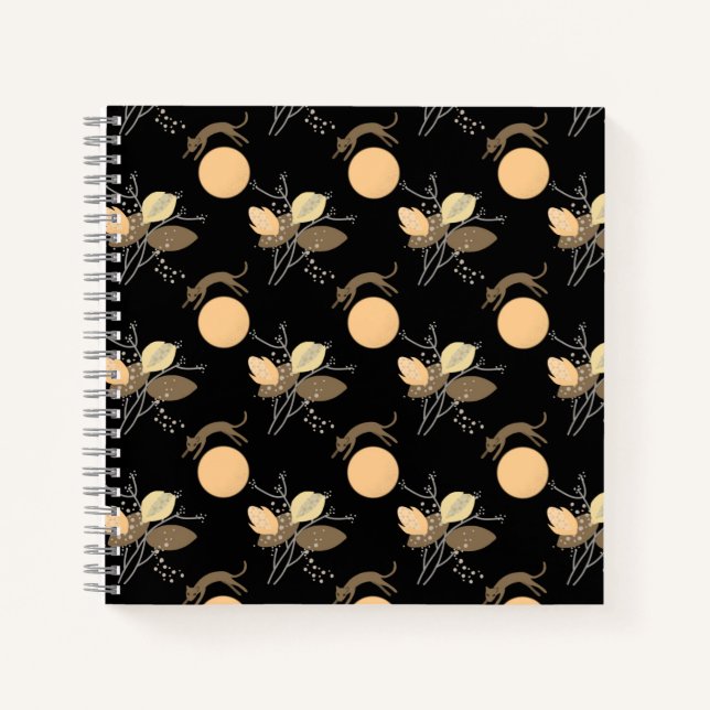Cat flying over the moon  notebook (Front)