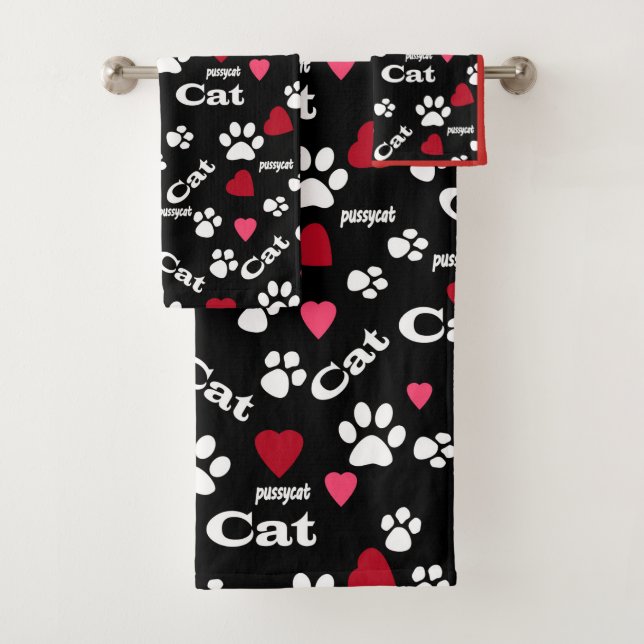 Cat footprints bath towel set (Insitu)