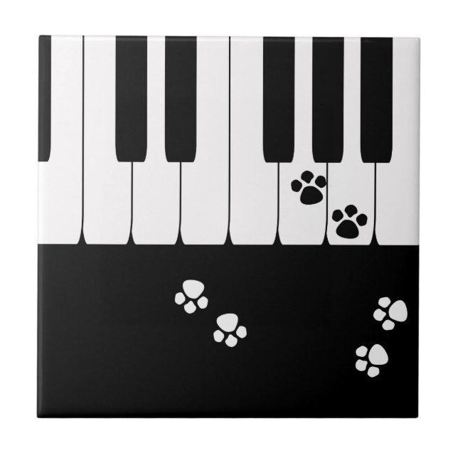 Cat footprints ceramic tile (Front)