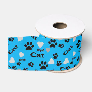 Cat footprints grosgrain ribbon