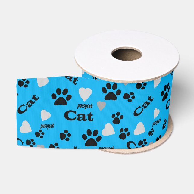 Cat footprints grosgrain ribbon (Spool)