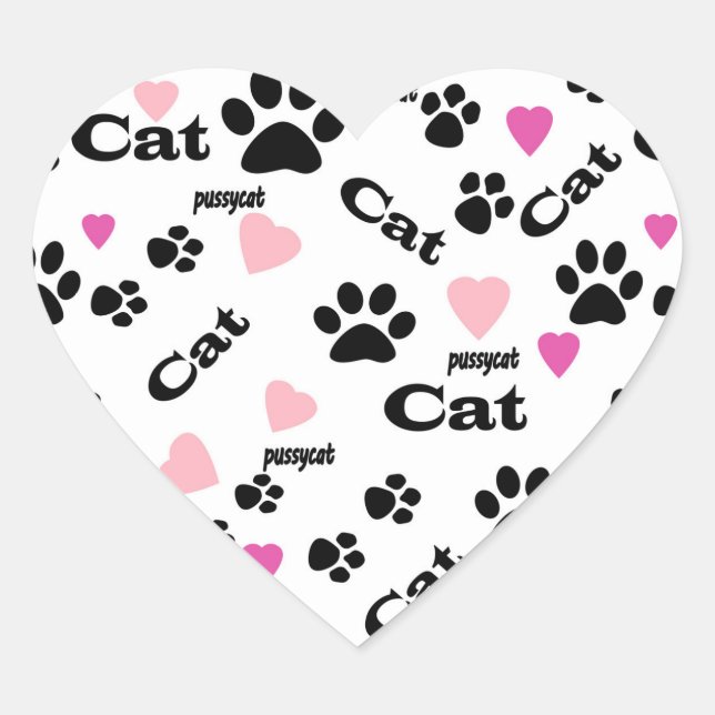 Cat footprints heart sticker (Front)