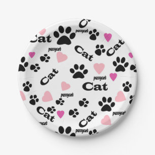 Cat footprints paper plate
