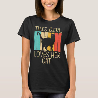 Cat For Girls Kid Black Cat  Cat Person Cats T-Shirt