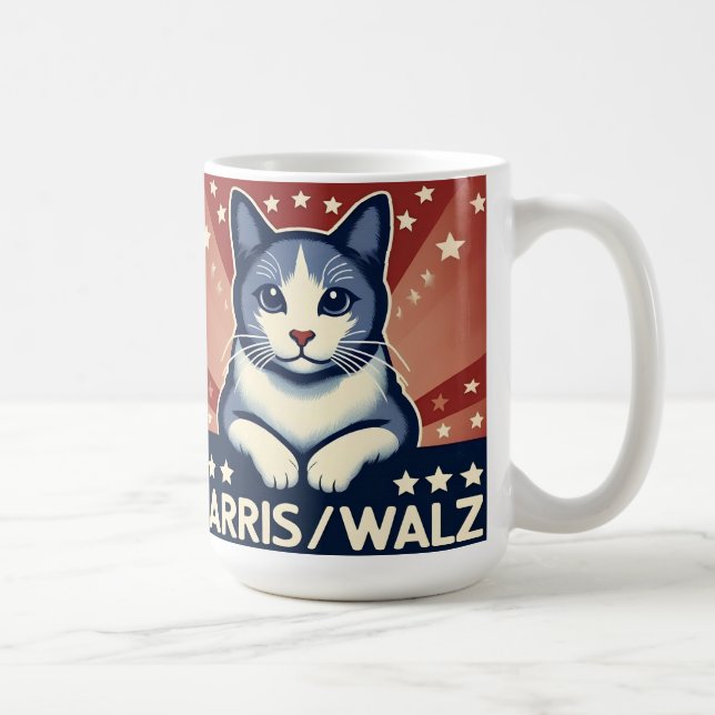 Cat for Harris/Walz Coffee Mug (Right)