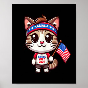 Cat For Kamala Funny Cat Harris Waltz 2024 Electio Poster