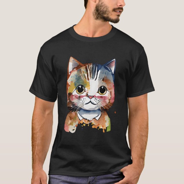 Cat For Kitten Colourful Kitty Adoption T-Shirt (Front)