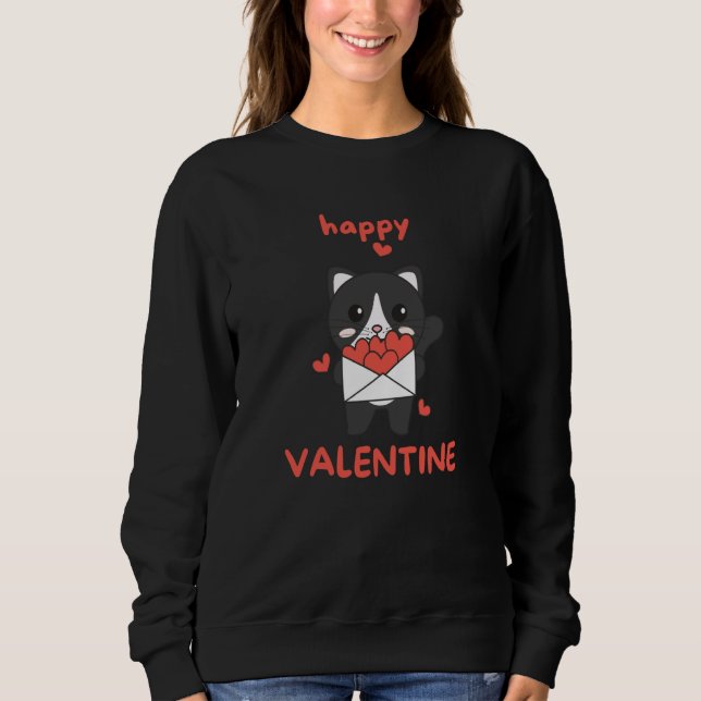 Cat For Valentine's Day Cute Animals With Hearts   Sweatshirt (Front)