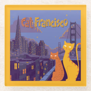 Cat Francisco Glass Coaster