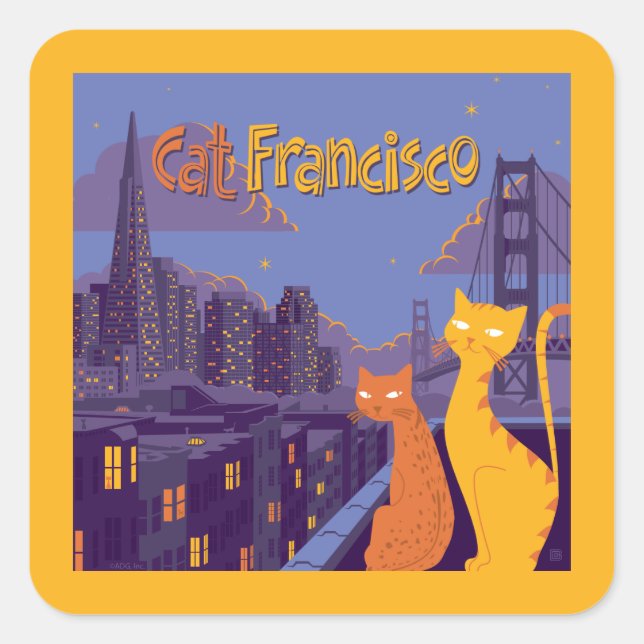 Cat Francisco Square Sticker (Front)