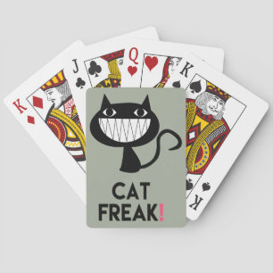 Cat Freak! Fun, Army Green Playing Cards