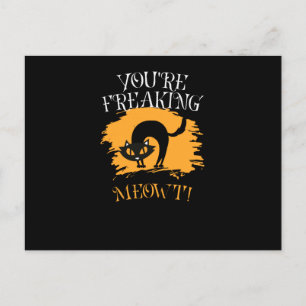 Cat Freaking meow it Halloween Costume Holiday Postcard