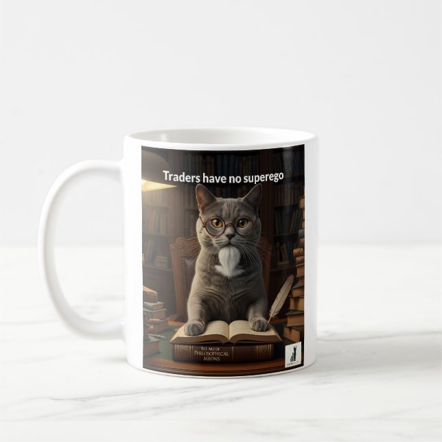 Cat Freud: Traders Have No Superego Coffee Mug (Left)