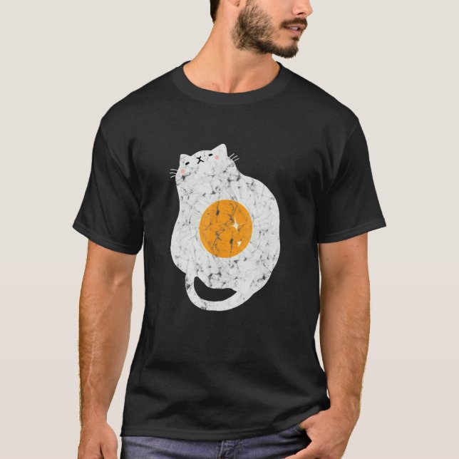 Cat Fried Egg Vintage  Food Cat T-Shirt (Front)