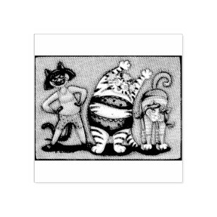 CAT FRIENDS EXERCISE CLASS RUBBER STAMP