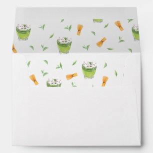 Cat Froth Matcha Green Tea Pattern Envelope