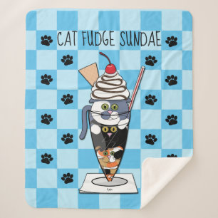 Cat Fudge Sundae (with text) Sherpa Blanket