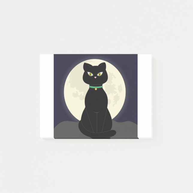 Cat Full Moon Night Moon Halloween Pet Magic Post-it Notes (Front)