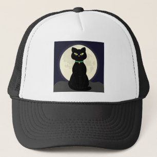 Cat Full Moon Night Moon Halloween Pet Magic Trucker Hat