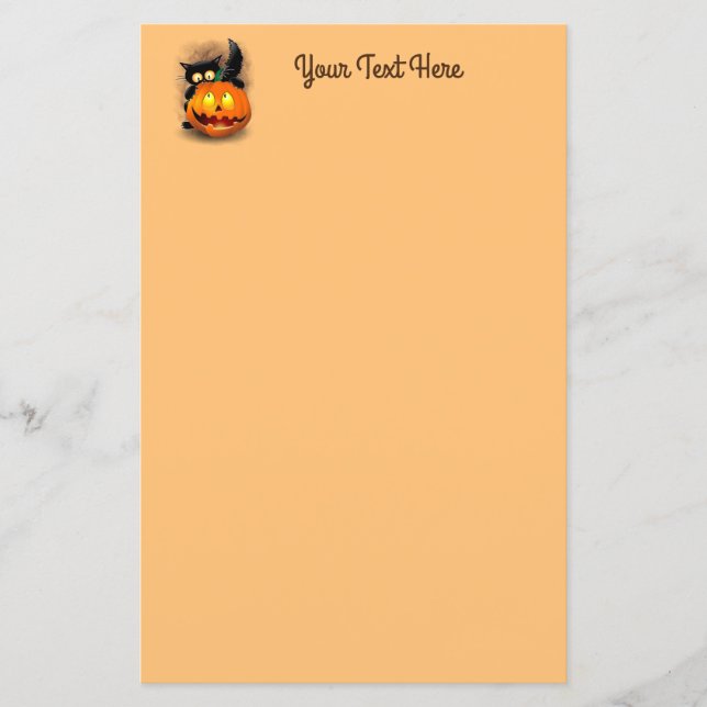 Cat Fun Halloween Character biting a Pumpkin (Front)