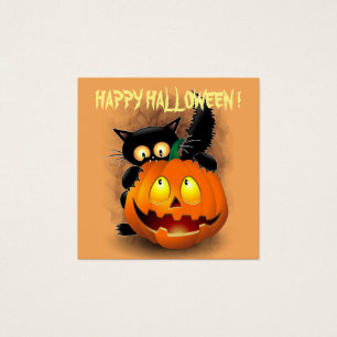 Cat Fun Halloween Character biting a Pumpkin