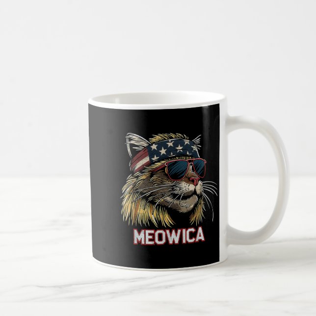 Cat - Funny 4th of July American Flag Mothers Day Coffee Mug (Right)