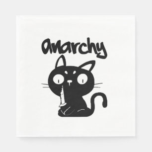 Cat Funny Anarchy Halloween Animals For Women Men  Napkin