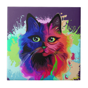 Cat Funny and Silly Character Summer Fun surfing Ceramic Tile