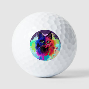 Cat Funny and Silly Character Summer Fun surfing Golf Balls
