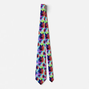 Cat Funny and Silly Character Summer Fun surfing Tie