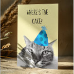 Cat Funny Birthday Card Where's the cake<br><div class="desc">This design was created though digital art. It may be personalised in the area provide or customising by choosing the click to customise further option and changing the name, initials or words. You may also change the text colour and style or delete the text for an image only design. Contact...</div>