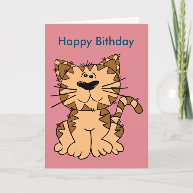 Cat Funny Birthday Postcard (Front)