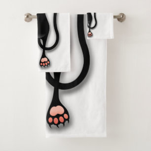 Cat funny Character Scratching Fabric Bath Towel Set