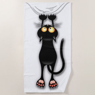 Cat funny Character Scratching Fabric Beach Towel