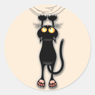 Cat funny Character Scratching Fabric Classic Round Sticker