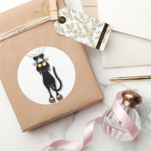 Cat funny Character Scratching Fabric Classic Round Sticker