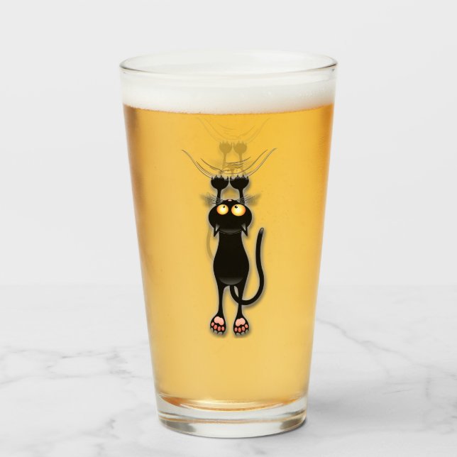 Cat funny Character Scratching Fabric Glass (Front Filled)