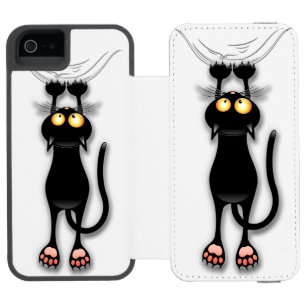 Cat funny Character Scratching Fabric Incipio Watson™ iPhone 5 Wallet Case