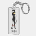 Square Key Rings Design Cat funny Character Scratching Fabric Key Ring | Zazzle