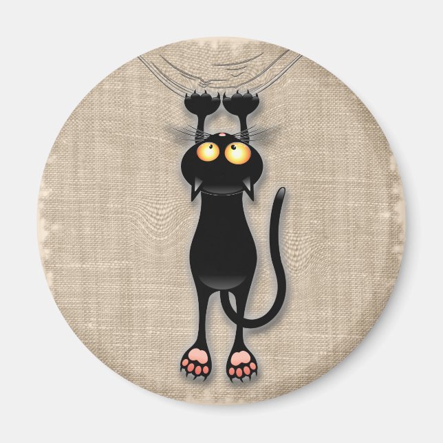 Cat funny Character Scratching Fabric Magnet (Front)
