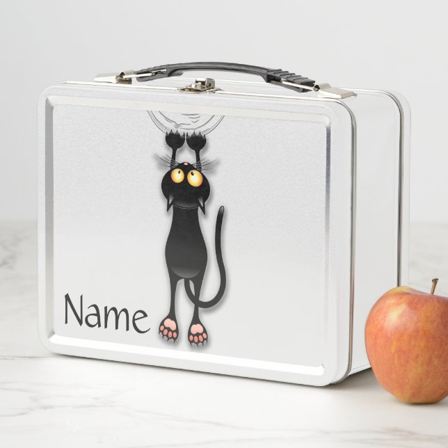 Cat funny Character Scratching Fabric Metal Lunch Box (In Situ)