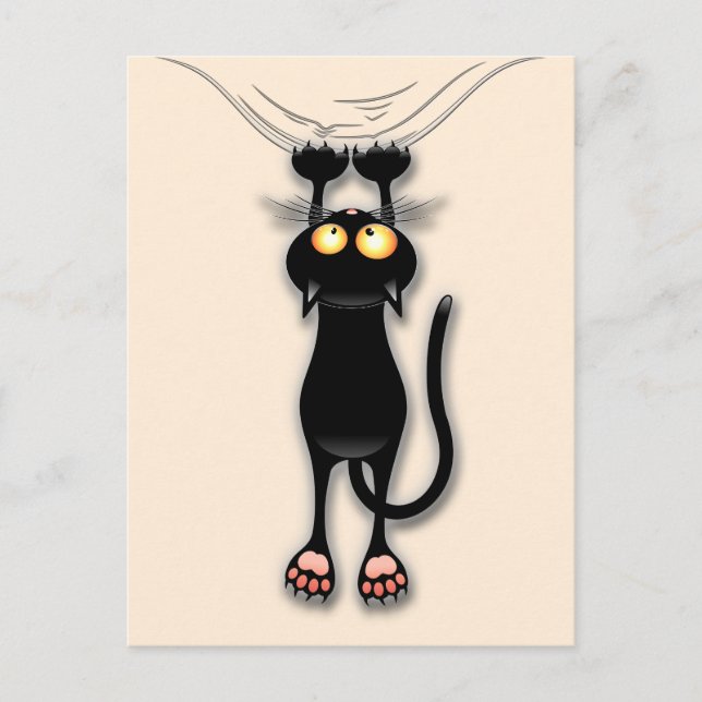 Cat funny Character Scratching Fabric Postcard (Front)