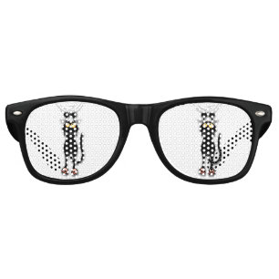 Cat funny Character Scratching Fabric Retro Sunglasses