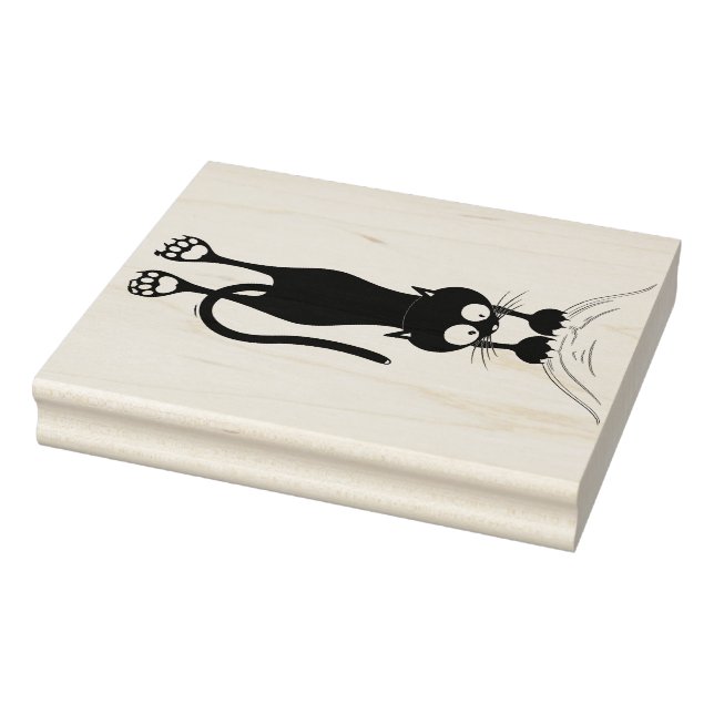Cat funny Character Scratching Fabric Rubber Stamp (Stamp)
