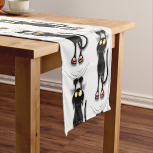 Cat funny Character Scratching Fabric Short Table Runner