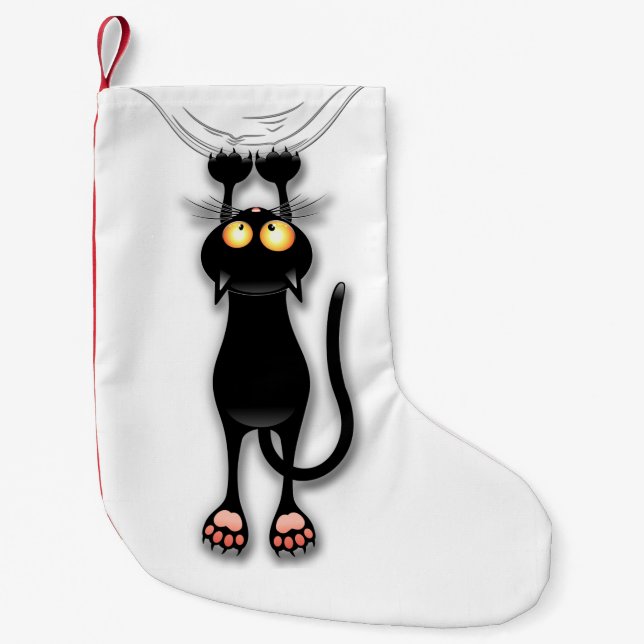 Cat funny Character Scratching Fabric Small Christmas Stocking (Front)