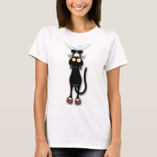 Cat funny Character Scratching Fabric T-Shirt