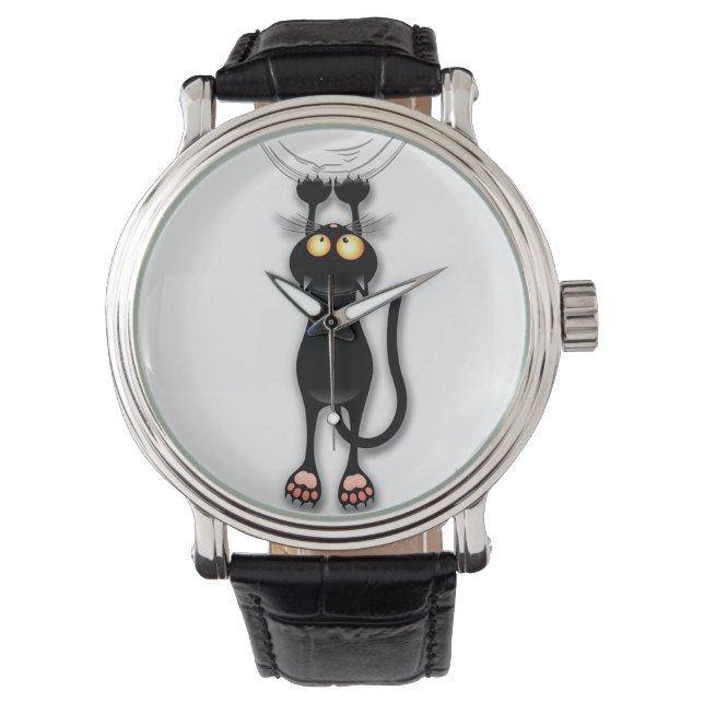 Cat funny Character Scratching Fabric Watch (Front)